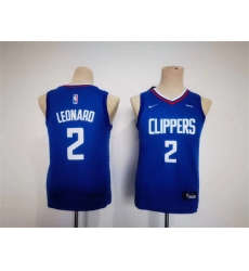 Youth Los Angeles Clippers 2 Kawhi Leonard Royal Stitched Basketball Jersey