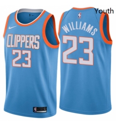 Youth Nike Los Angeles Clippers 23 Louis Williams Swingman Blue NBA Jersey City Edition 
