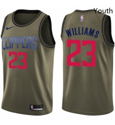 Youth Nike Los Angeles Clippers 23 Louis Williams Swingman Green Salute to Service NBA Jersey 