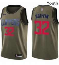Youth Nike Los Angeles Clippers 32 Blake Griffin Swingman Green Salute to Service NBA Jersey