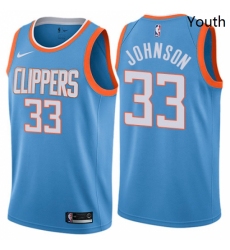 Youth Nike Los Angeles Clippers 33 Wesley Johnson Swingman Blue NBA Jersey City Edition