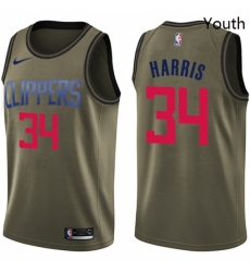 Youth Nike Los Angeles Clippers 34 Tobias Harris Swingman Green Salute to Service NBA Jersey 