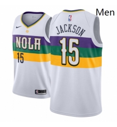 Men NBA 2018 19 New Orleans Pelicans 15 Frank Jackson City Edition White Jersey 