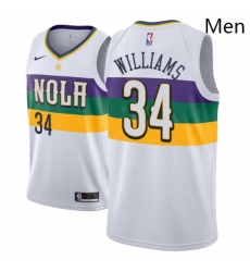 Men NBA 2018 19 New Orleans Pelicans 34 Kenrich Williams City Edition White Jersey 