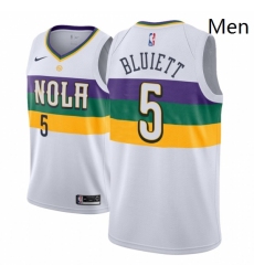 Men NBA 2018 19 New Orleans Pelicans 5 Trevon Bluiett City Edition White Jersey 