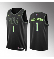 Men New Orleans Pelicans 1 Zion Williamson Black City Edition Stitched Basketball Jersey