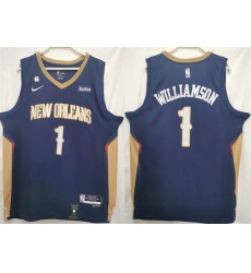 Men New Orleans Pelicans 1 Zion Williamson Navy Stitched Basketball Jersey