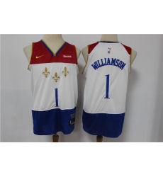 Men New Orleans Pelicans 1 Zion Williamson White 2020 21 City Edition Nike Swingman