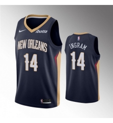 Men New Orleans Pelicans 14 Brandon Ingram Navy Icon Edition Stitched Jersey