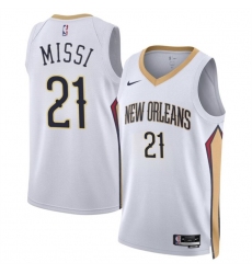 Men New Orleans Pelicans 21 Yves Missi White 2024 Draft Association Edition Stitched Basketball Jersey