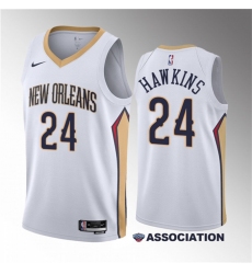 Men New Orleans Pelicans 24 Jordan Hawkins White 2023 Draft Association Edition Stitched Basketball Jersey