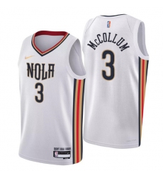 Men New Orleans Pelicans 3 C J  McCollum 2021 22 White City Edition 75th Anniversary Stitched Jerse