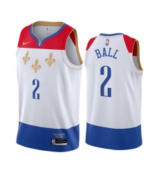 Men Nike New Orleans Pelicans 2 Lonzo Ball White NBA Swingman 2020 21 City Edition Jersey