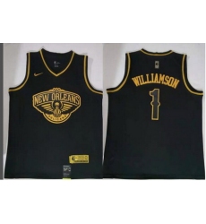 Men Pelicans 1 Zion Williamson Gold Edition Nike Swingman Jersey