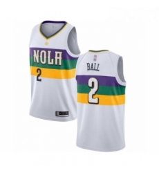 Mens New Orleans Pelicans 2 Lonzo Ball Authentic White Basketball Jersey City Edition 