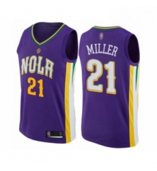 Mens New Orleans Pelicans 21 Darius Miller Authentic Purple Basketball Jersey City Edition 