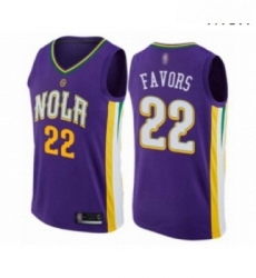 Mens New Orleans Pelicans 22 Derrick Favors Authentic Purple Basketball Jersey City Edition 