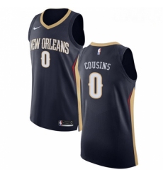 Mens Nike New Orleans Pelicans 0 DeMarcus Cousins Authentic Navy Blue Road NBA Jersey Icon Edition