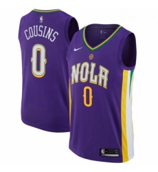 Mens Nike New Orleans Pelicans 0 DeMarcus Cousins Authentic Purple NBA Jersey City Edition
