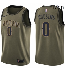 Mens Nike New Orleans Pelicans 0 DeMarcus Cousins Swingman Green Salute to Service NBA Jersey
