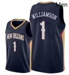 Mens Nike New Orleans Pelicans 1 Zion Williamson Navy NBA Swingman Icon Edition Jersey 