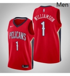 Mens Nike New Orleans Pelicans 1 Zion Williamson Red NBA Swingman Statement Edition Jersey 