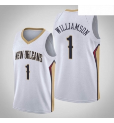Mens Nike New Orleans Pelicans 1 Zion Williamson White NBA Swingman Association Edition Jersey 
