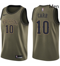 Mens Nike New Orleans Pelicans 10 Tony Carr Swingman Green Salute to Service NBA Jersey 