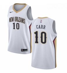 Mens Nike New Orleans Pelicans 10 Tony Carr Swingman White NBA Jersey Association Edition 