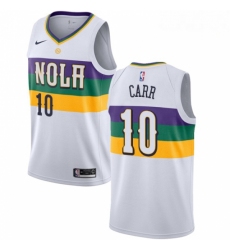Mens Nike New Orleans Pelicans 10 Tony Carr Swingman White NBA Jersey City Edition 