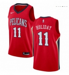 Mens Nike New Orleans Pelicans 11 Jrue Holiday Swingman Red Alternate NBA Jersey Statement Edition