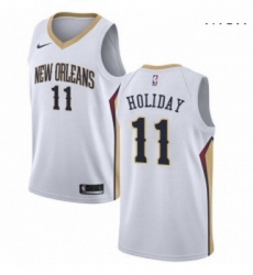 Mens Nike New Orleans Pelicans 11 Jrue Holiday Swingman White Home NBA Jersey Association Edition