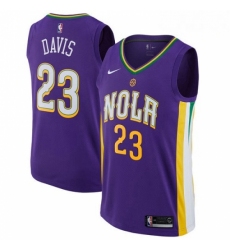 Mens Nike New Orleans Pelicans 23 Anthony Davis Swingman Purple NBA Jersey City Edition