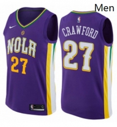 Mens Nike New Orleans Pelicans 27 Jordan Crawford Authentic Purple NBA Jersey City Edition 
