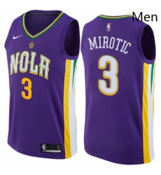 Mens Nike New Orleans Pelicans 3 Nikola Mirotic Authentic Purple NBA Jersey City Edition 