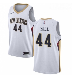 Mens Nike New Orleans Pelicans 44 Solomon Hill Authentic White Home NBA Jersey Association Edition