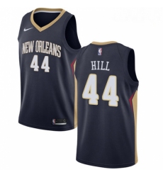 Mens Nike New Orleans Pelicans 44 Solomon Hill Swingman Navy Blue Road NBA Jersey Icon Edition
