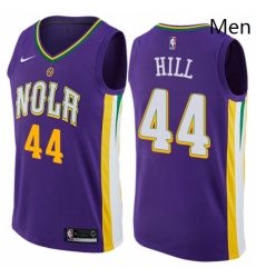 Mens Nike New Orleans Pelicans 44 Solomon Hill Swingman Purple NBA Jersey City Edition