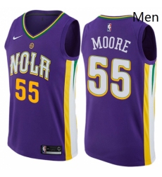 Mens Nike New Orleans Pelicans 55 ETwaun Moore Authentic Purple NBA Jersey City Edition