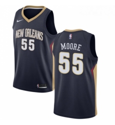 Mens Nike New Orleans Pelicans 55 ETwaun Moore Swingman Navy Blue Road NBA Jersey Icon Edition