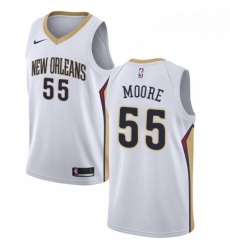 Mens Nike New Orleans Pelicans 55 ETwaun Moore Swingman White Home NBA Jersey Association Edition