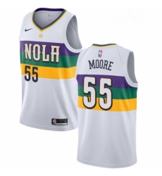 Mens Nike New Orleans Pelicans 55 ETwaun Moore Swingman White NBA Jersey City Editio