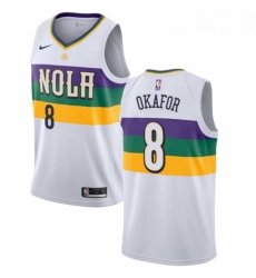 Mens Nike New Orleans Pelicans 8 Jahlil Okafor Swingman White NBA Jersey City Edition 
