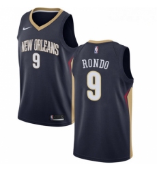 Mens Nike New Orleans Pelicans 9 Rajon Rondo Swingman Navy Blue Road NBA Jersey Icon Edition 