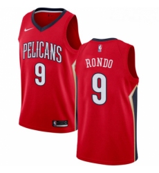 Mens Nike New Orleans Pelicans 9 Rajon Rondo Swingman Red Alternate NBA Jersey Statement Edition 