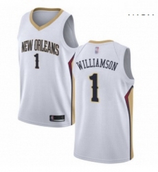 Nike New Orleans Pelicans 1 Zion Williamson White NBA Swingman Association Edition Jersey 