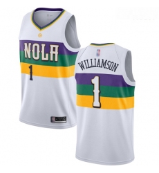 Pelicans #1 Zion Williamson White Basketball Swingman City Edition 2018 19 Jersey