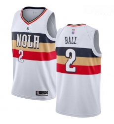 Pelicans #2 Lonzo Ball White Basketball Swingman Earned Edition Jersey