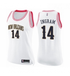 Womens New Orleans Pelicans 14 Brandon Ingram Swingman White Pink Fashion Basketball Jersey 