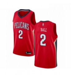 Womens New Orleans Pelicans 2 Lonzo Ball Swingman Red Basketball Jersey Statement Edition 